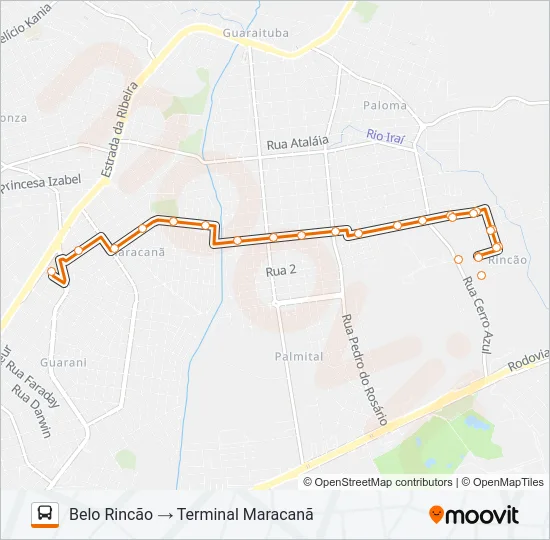 B45 BELO RINCÃO / MARACANÃ (PALMARES) Bus Line Map