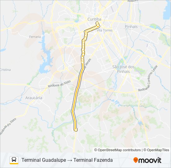 Mapa da linha F71 FAZENDA / GUADALUPE (SEMI-DIRETO) de ônibus