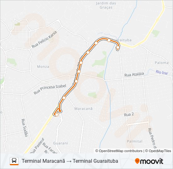 B20 GUARAITUBA / CABRAL (VIA MARACANÃ) bus Line Map