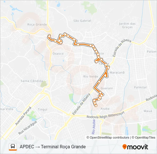 B29 ROÇA GRANDE / APDEC (VIA MARACANÃ) Bus Line Map