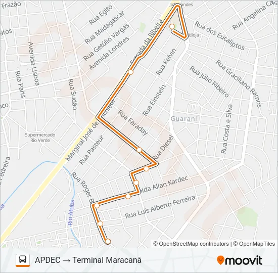 B29 ROÇA GRANDE / APDEC (VIA MARACANÃ) Bus Line Map