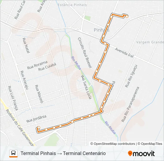 C36 CENTENÁRIO / PINHAIS / BAIRRO ALTO Bus Line Map