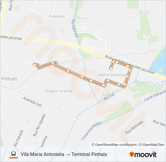 Mapa da linha C39 WEISSÓPOLIS / VILA MARIA ANTONIETA de ônibus
