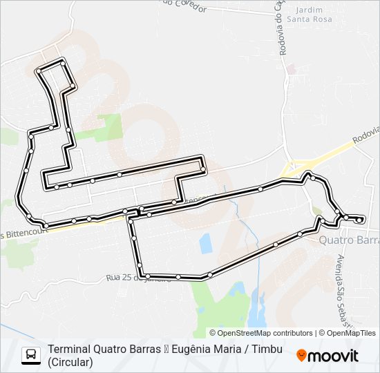 Mapa da linha O69 MAD. QUATRO BARRAS / SANTA CÂNDIDA de ônibus