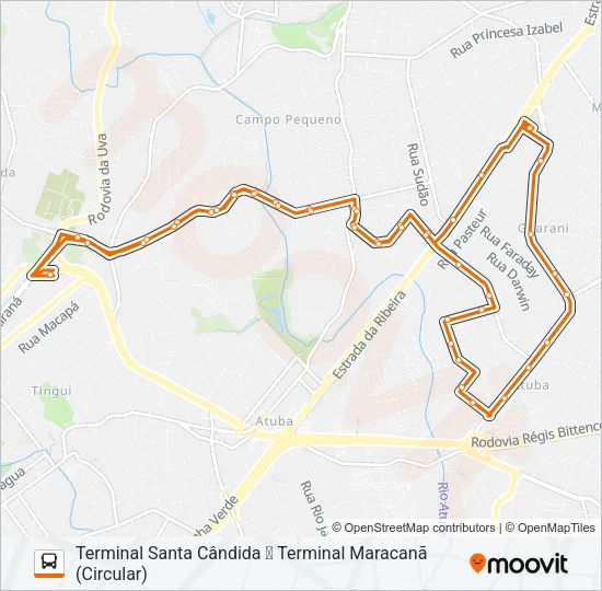 B58 MARACANÃ / SANTA CÂNDIDA (CIRCULAR) Bus Line Map
