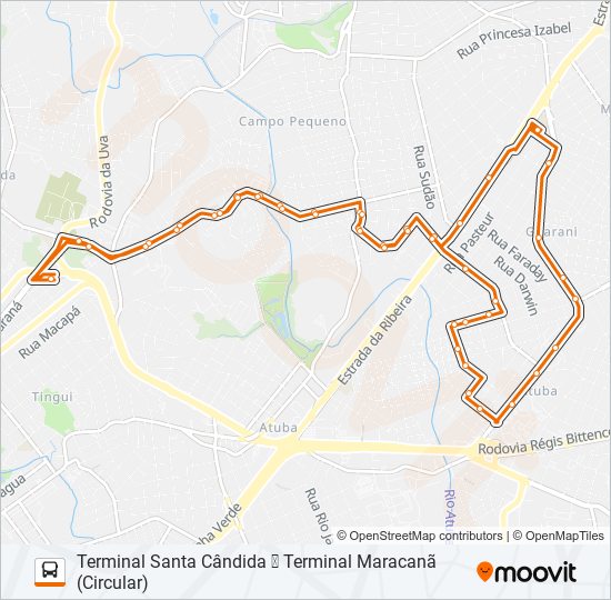 B58 MARACANÃ / SANTA CÂNDIDA (CIRCULAR) bus Line Map