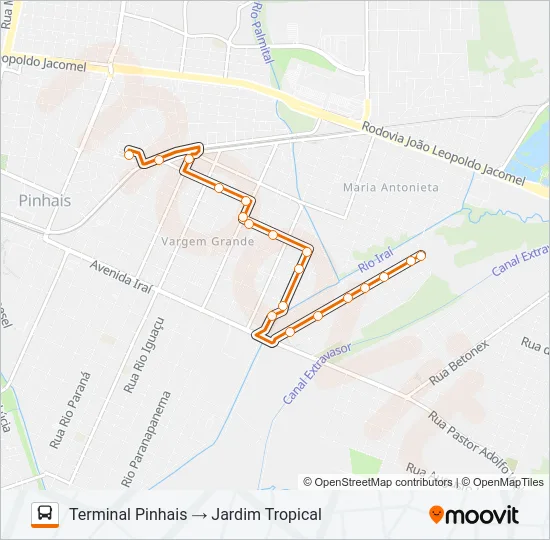 C18 JARDIM TROPICAL (VIA VARGEM GRANDE) Bus Line Map