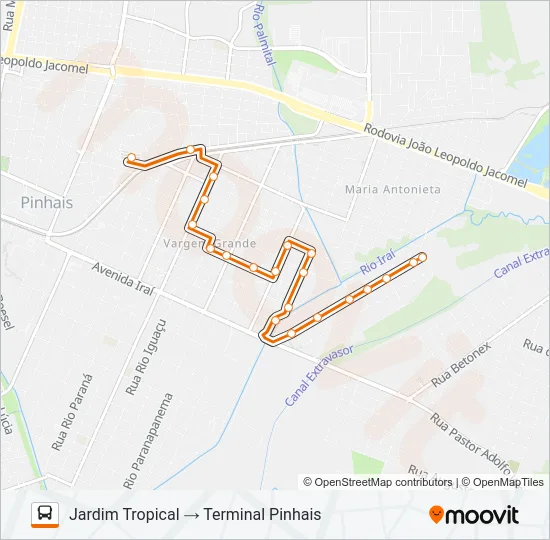 C18 JARDIM TROPICAL (VIA VARGEM GRANDE) Bus Line Map