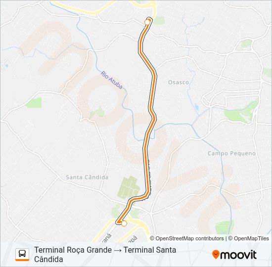 Mapa da linha S32 ROÇA GRANDE / SANTA CÂNDIDA (DIRETO) de ônibus