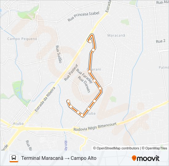 B57 CAMPO ALTO / SANTA CÂNDIDA (CIRCULAR) Bus Line Map