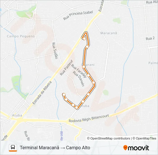 B57 CAMPO ALTO / SANTA CÂNDIDA (CIRCULAR) Bus Line Map