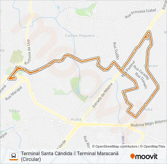 B57 CAMPO ALTO / SANTA CÂNDIDA (CIRCULAR) Bus Line Map