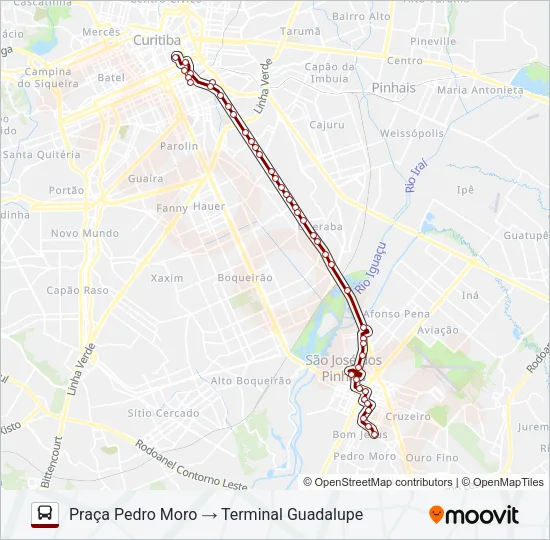 E99 SÃO JOSÉ / GUADALUPE (VIA T. CENTRAL) Bus Line Map