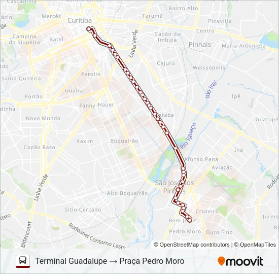 E99 SÃO JOSÉ / GUADALUPE (VIA T. CENTRAL) Bus Line Map