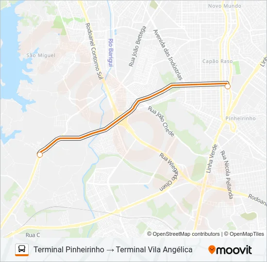 H24 T. ANGÉLICA / T. PINHEIRINHO (DIRETO) Bus Line Map