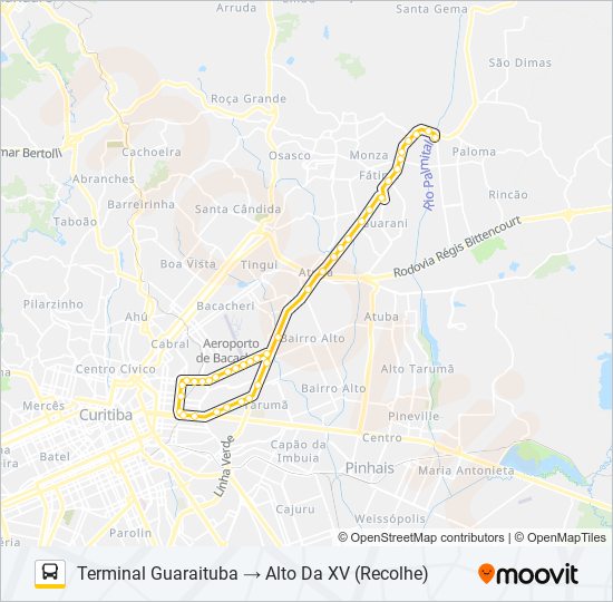 B03 GUARAITUBA / ALTO DA XV (VIA MARACANÃ) bus Line Map