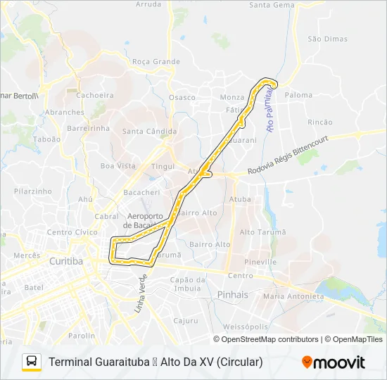 B03 GUARAITUBA / ALTO DA XV (VIA MARACANÃ) Bus Line Map