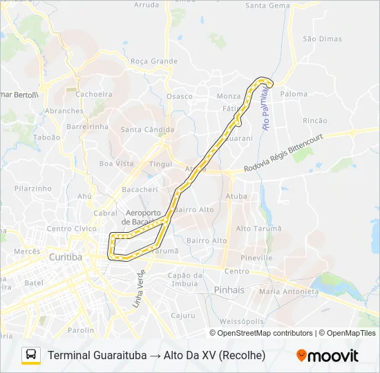 B03 GUARAITUBA / ALTO DA XV (VIA MARACANÃ) Bus Line Map