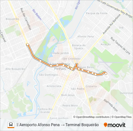 E32 ✈ AEROPORTO / BOQUEIRÃO (VIA T. CENTRAL) Bus Line Map