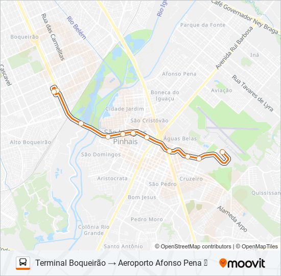 E32 ✈ AEROPORTO / BOQUEIRÃO (VIA T. CENTRAL) bus Line Map