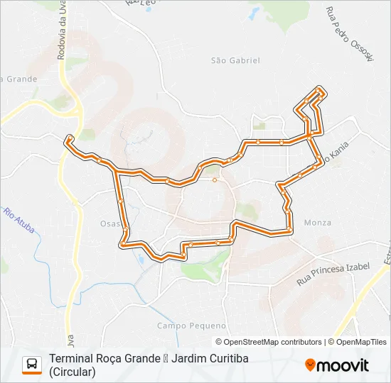 S58 JARDIM CURITIBA / ROÇA GRANDE (CIRCULAR) Bus Line Map
