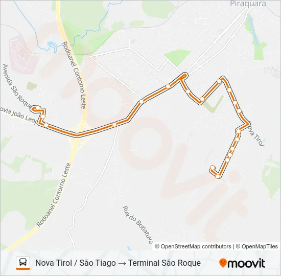 D13 SÃO TIAGO / T. SÃO ROQUE (VIA NOVA TIROL) Bus Line Map