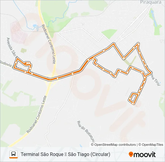 D13 SÃO TIAGO / T. SÃO ROQUE (VIA NOVA TIROL) Bus Line Map