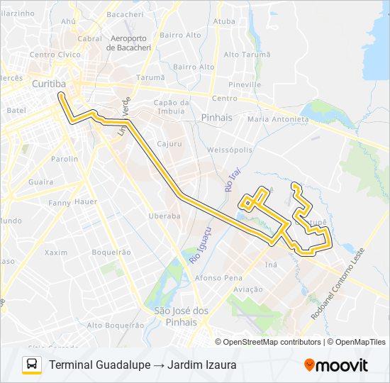 Mapa da linha E79 JARDIM IZAURA / GUADALUPE (VIA JARDIM IPÊ) de ônibus