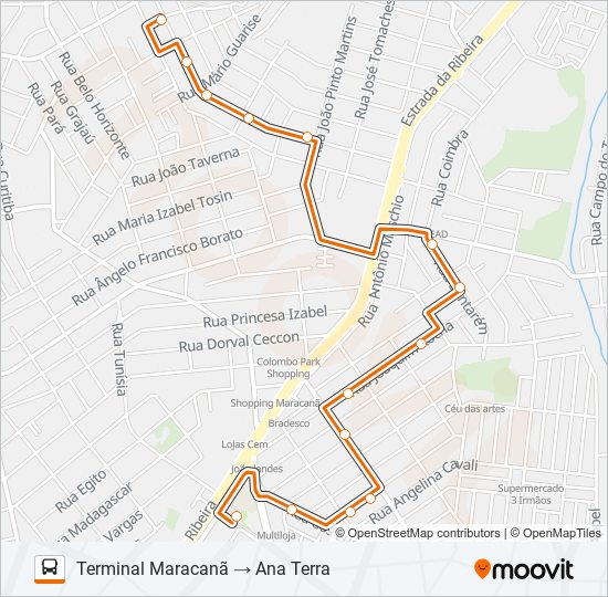 Mapa de B56 ANA TERRA (VIA ADRIANE) / JARDIM EUCALIPTOS de autobús