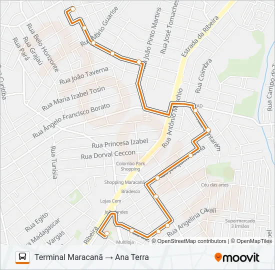 B56 ANA TERRA (VIA ADRIANE) / JARDIM EUCALIPTOS Bus Line Map