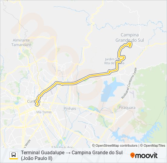 Mapa de N73 JARDIM PAULISTA - QUATRO BARRAS / GUADALUPE de autobús