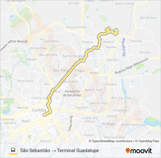 S89 SÃO SEBASTIÃO / GUADALUPE (VIA SÃO GABRIEL) Bus Line Map