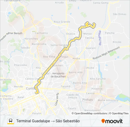 S89 SÃO SEBASTIÃO / GUADALUPE (VIA SÃO GABRIEL) Bus Line Map