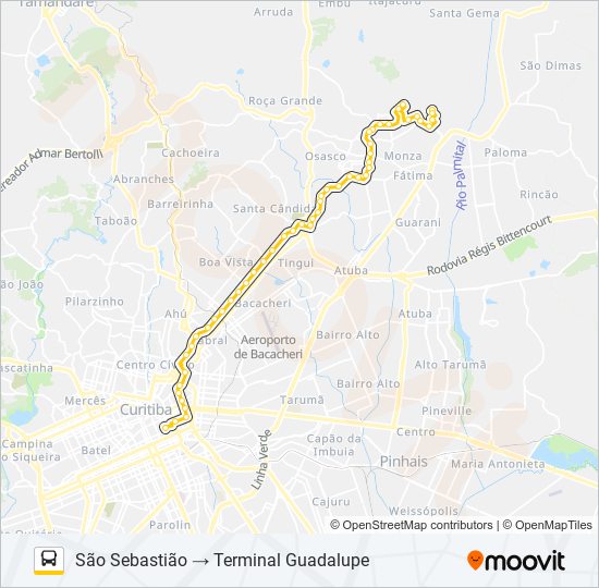 Mapa da linha S89 SÃO SEBASTIÃO / GUADALUPE (VIA SÃO GABRIEL) de ônibus