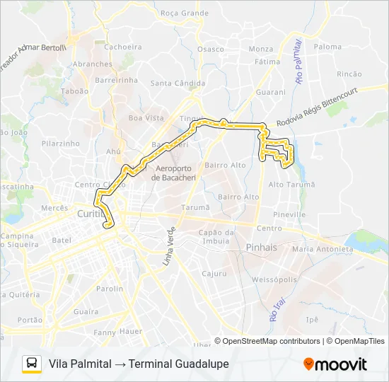 C72 VILA PALMITAL / CURITIBA (VIA CONJUNTO ATUBA) Bus Line Map