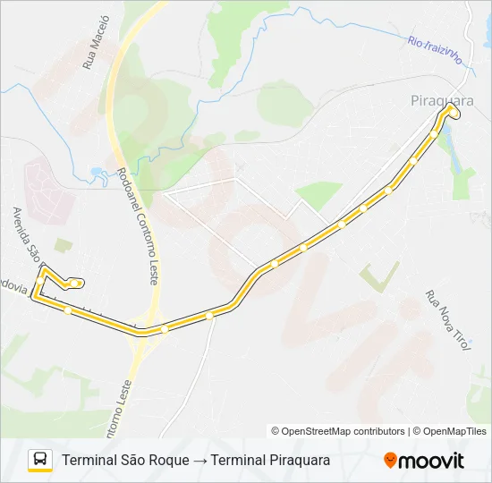 D01 PIRAQUARA / SANTOS ANDRADE (VIA T. SÃO ROQUE) Bus Line Map