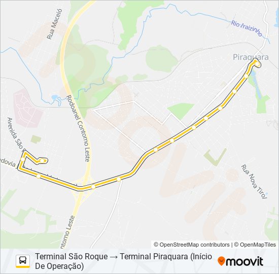 D01 PIRAQUARA / SANTOS ANDRADE (VIA T. SÃO ROQUE) bus Line Map