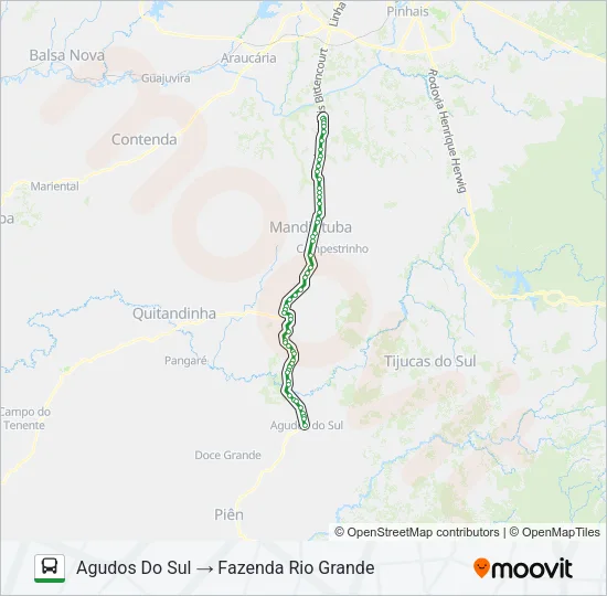 I21 PIÊN / FAZENDA RIO GRANDE (VIA AGUDOS DO SUL) Bus Line Map