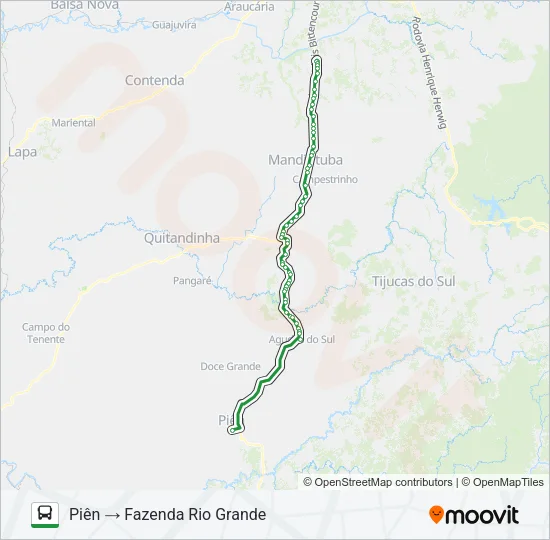 I21 PIÊN / FAZENDA RIO GRANDE (VIA AGUDOS DO SUL) Bus Line Map