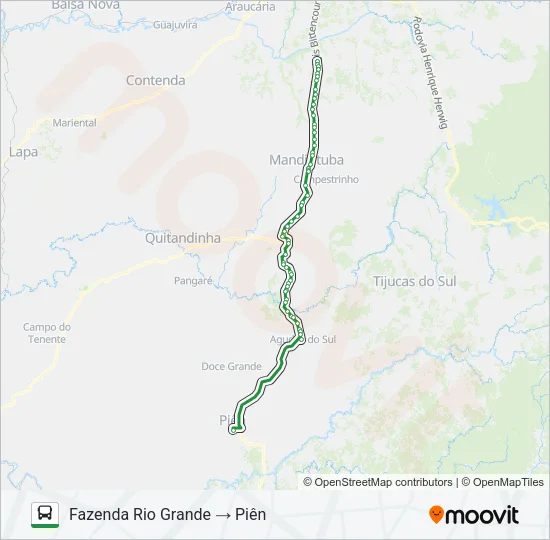 I21 PIÊN / FAZENDA RIO GRANDE (VIA AGUDOS DO SUL) Bus Line Map