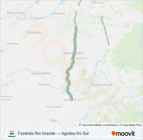 Mapa da linha I21 PIÊN / FAZENDA RIO GRANDE (VIA AGUDOS DO SUL) de ônibus