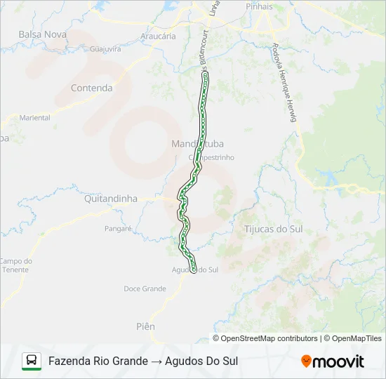 I21 PIÊN / FAZENDA RIO GRANDE (VIA AGUDOS DO SUL) Bus Line Map