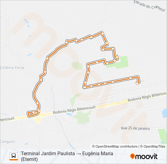 N12 EUGÊNIA MARIA / JARDIM PAULISTA (ALIMENTADOR) bus Line Map