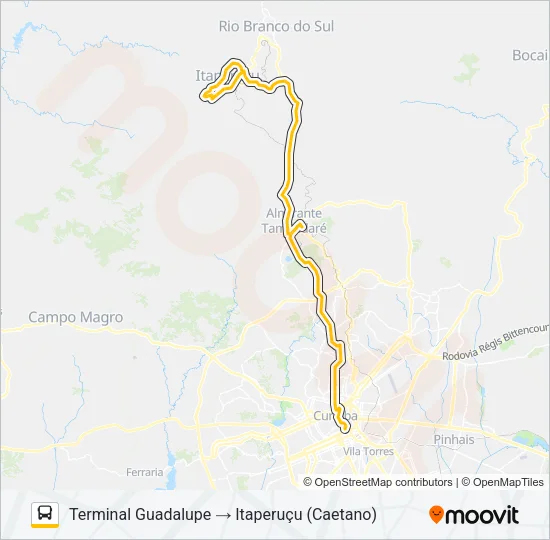 K01 ITAPERUÇU / GUADALUPE (VIA TAMANDARÉ / MINÉRIOS) Bus Line Map