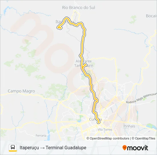K01 ITAPERUÇU / GUADALUPE (VIA TAMANDARÉ / MINÉRIOS) Bus Line Map