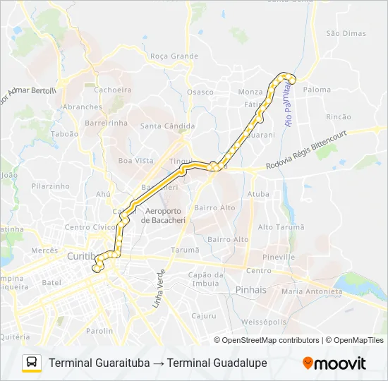 B06 GUARAITUBA / GUADALUPE (VIA MARACANÃ / SEMIDIRETO) Bus Line Map