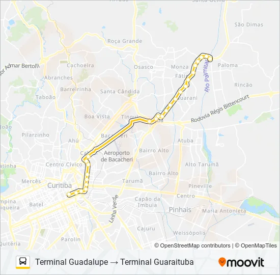 B06 GUARAITUBA / GUADALUPE (VIA MARACANÃ / SEMIDIRETO) Bus Line Map