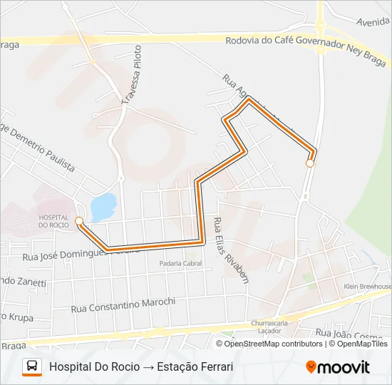 J99 TUBO FERRARI / HOSPITAL DO ROCIO (SERVIÇO GRATUITO) Bus Line Map
