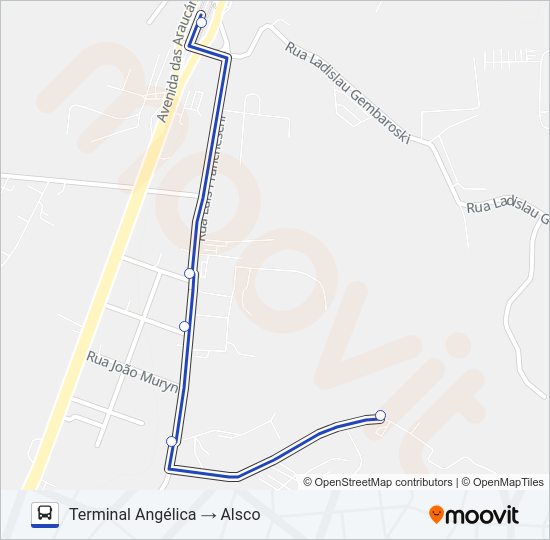 Mapa da linha S41 ALSCO de ônibus