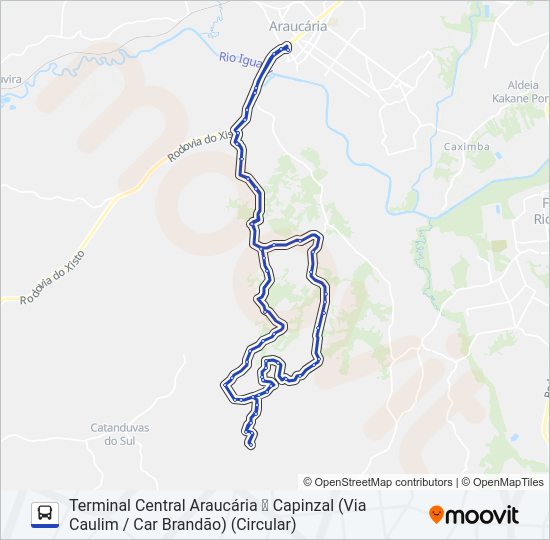 Mapa da linha F55 CAPINZAL de ônibus
